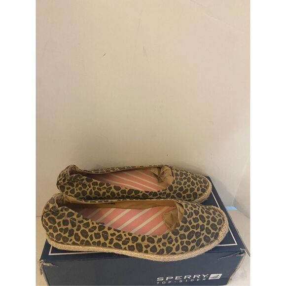 Sperry top siders Flats 8.5 animal print hemp trim #9273335 - Picture 1 of 5